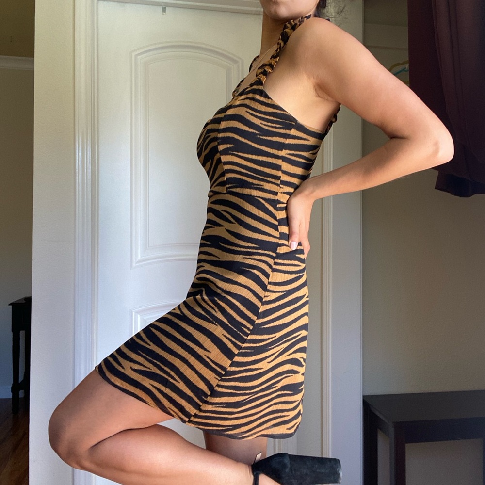 Brown and black Print midi sun dress